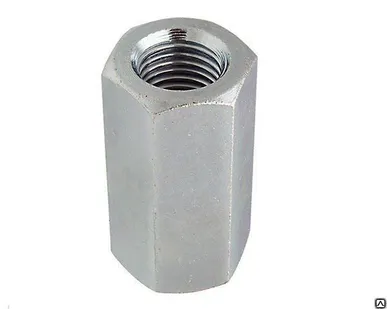 фото Гайки соединительные оцинкованные, КНР, DIN 6334 М16, 100 шт.