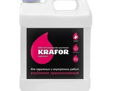 фото Грунтовка проникающая для внутренних работ KRAFOR, 10л