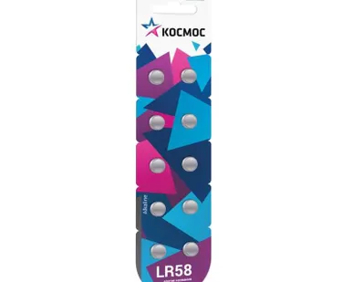 фото Элемент питания алкалиновый "таблетка" AG11 LR58 (блист.10шт) Космос KOCG11(LR58)10BL