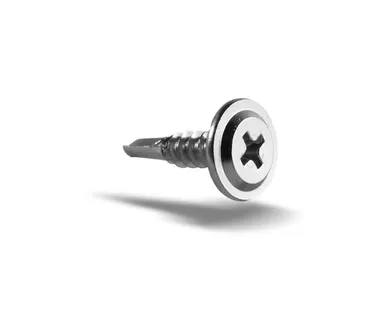 фото Полусферическая головка "Phillips" №2, с пресс-шайбой, наконечник - сверло, оцинкованные. 4,2 x 16