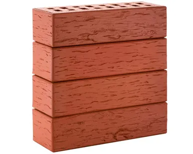 фото Кирпич клинкерный ЛСР красный легкий флэшинг, береста, 250*85*65 мм