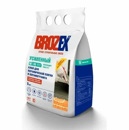 Фото №0 Клей для керамической плитки и керамогранита BROZEX KS-111 УСИЛЕННЫЙ, 5 кг