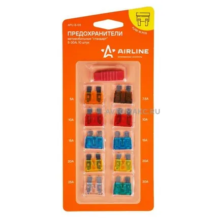 Фото №0 AIRLINE Предохранители стандарт (набор 10шт, 5-30А)