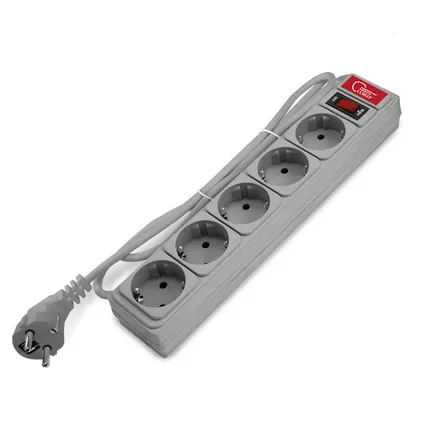 Фото №0 Удлинитель с сетевым фильтром 5х1.5м 10А ПВС 3х0.75 сер. Союз 1328