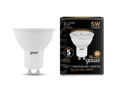 фото Светодиодная лампа Gauss Софит 5W 500Lm 3000K GU10 101506105