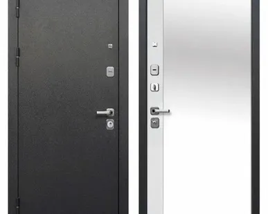 фото Дверь входная Гарда 9см (Ferroni) металл/МДФ с зеркалом, Антик серебро/Эмалит белый 2050х860мм, ЛЕВАЯ