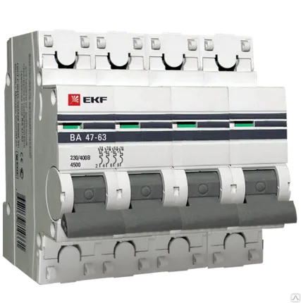 Фото №0 Автоматический выключатель ВА 47-63, 4P 63А (D) 4,5kA EKF PROxima