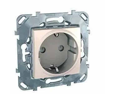 фото Механизм розетки 1-м UNICA с заземл. защ. шторки беж. SchE MGU5.037.25ZD