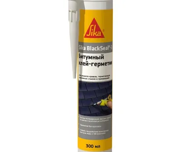 фото Клей-герметик битумный для кровли и стен Sika BlackSeal-3 (300 мл)