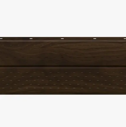 Фото №0 Сайдинг Потолочно-фасадная панель «Софит» перфорированный покрытие 3D орех Россия, эконом, 0.4-0.45 мм