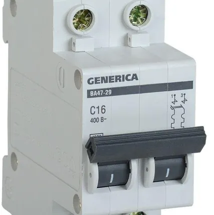 Фото №0 Выключатель автоматический модульный 2п C 16А 4.5кА ВА47-29 GENERICA ИЭК MVA25-2-016-C