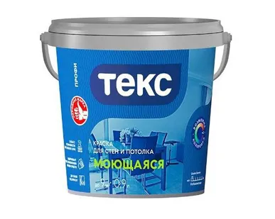 фото Краска ВД моющаяся для стен и потолка белая Профи Текс, База А, 0.9 л