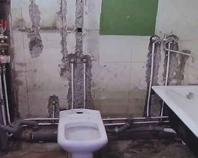 фото Комплексная разводка водоснабжения и канализации в санузле