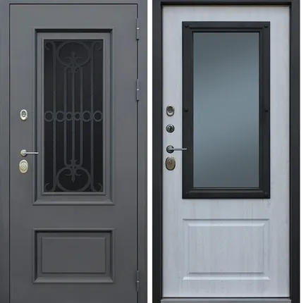 Фото №0 Входная дверь ТЕРМО Аляска муар коричневый стеклопакет-сосна белая АСД