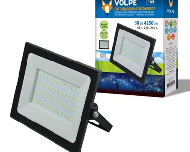 фото Прожектор ULF-Q513 50W/6500K IP65 220-240В BLACK Прожектор светодиодный. Дневной свет(6500К). Корпус черный. TM Volpe.