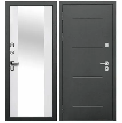 Фото №0 Дверь входная с терморазрывом Isoterma (Ferroni) металл/МДФ с зеркалом, Антик серебро/Эмалит белый 2050х860мм, ЛЕВАЯ