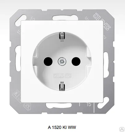 Фото №0 A1520KIWW JUNG розетка SCHUKO 16A 250V~ с заземлением и шторками; белая