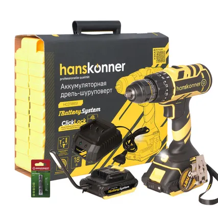 Фото №0 Аккумуляторный ударный шуруповерт Hanskonner HCD1865I 1BatterySystem