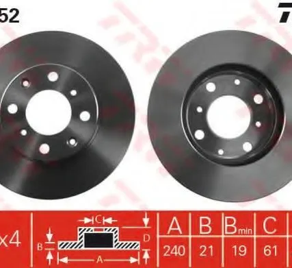 Фото №0 Тормозной диск TRW DF4152 Honda FIT GD~