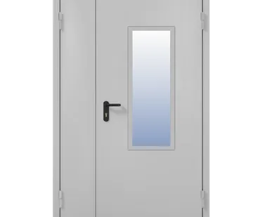 фото Специализированная двупольная дверь ДМ-2, оснащенная светопрозрачным заполнением - с порогом