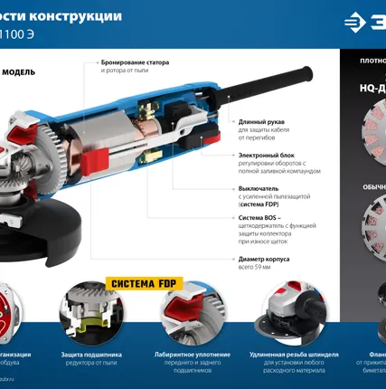 Фото №4 УШМ с регулировкой оборотов Зубр УШМ-П125-1100 Э, 1.1 кВт, диск 125 мм, 3000-11000 об/мин