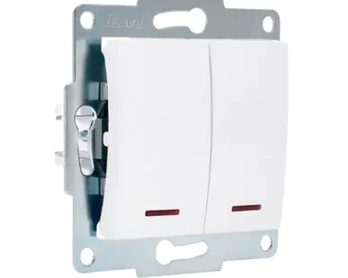 фото LEZARD Механизм выключателя 2-кл. 1п СП Karina 10А IP20 с подсветкой бел. 707-0288-112 LEZARD