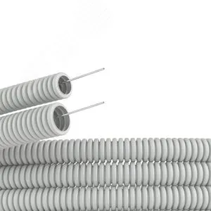 фото Труба  20  гофрированная  с протяжкой серая(25м)