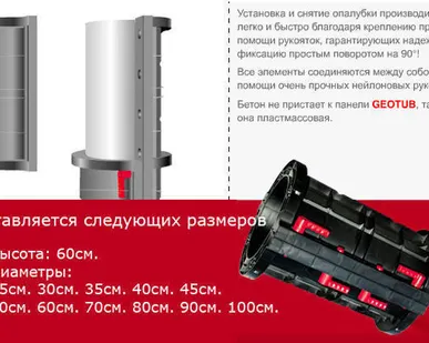 фото Пластиковая опалубка круглых колонн GEOTUB