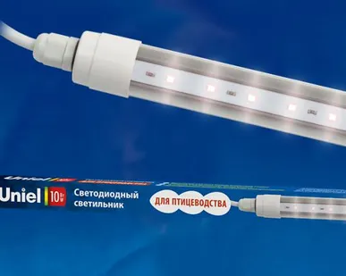 фото ULY-P60-10W/SCEP/K IP65 DC24V WHITE Светильник для птиц светодиодный линейный, 650мм, c коннектором. Спектр для яйценоскости. TM Uniel.