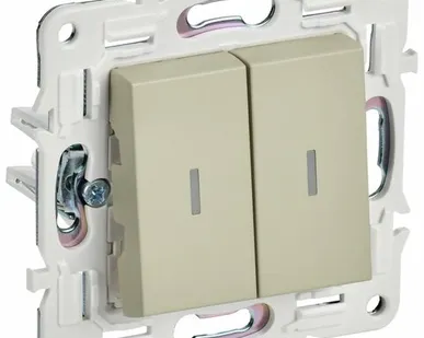 фото SKANDY Выключатель 2-клавишный проходной с индикацией 10А SK-V10B бежевый IEK