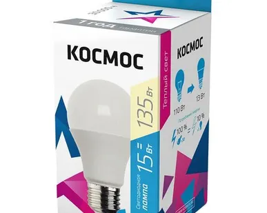фото Лампа светодиодная A60 15Вт 3000К E27 220В КОСМОС LkecLED15wA60E2730