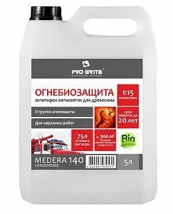фото Огнебиозащита до 20 лет Medera 140 (бутыль 1 л) 2-я группа, концентрат 1:15