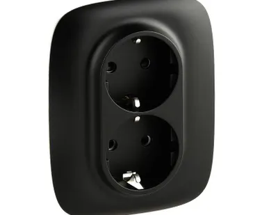 фото Розетка 2-м СП Valena Allure 16А IP20 250В 2х2P+E защ. шторки безвинт. клеммы с лицев. панелью антрацит Leg 753936