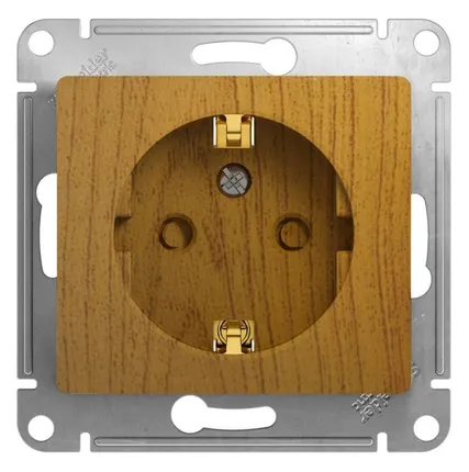 Фото №0 Розетка 1-м СП Glossa 16А IP20 с заземл. защ. шторки механизм дерево дуб SE GSL000545