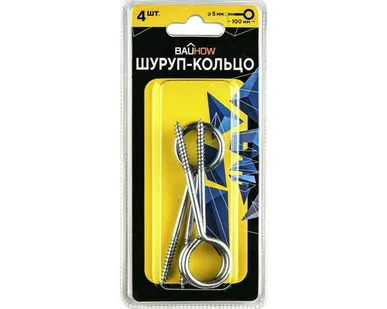 фото Шуруп-кольцо 5х70/100-14 оцинкованный 4шт в блистере Bauhow 89103