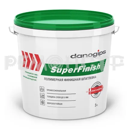 Фото №0 Шпатлевка  5кг/3л SuperFinish DANOGIPS/SHEETROCK зеленая крышка  (4/120) П