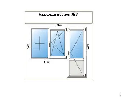 Фото №0 Балконный блок из ПВХ с открывающимся окном (1400мм) в панельный дом