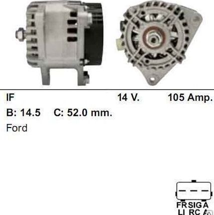 Фото №0 Генератор 1989 FORD FOCUS, C-MAX 12V / 105Amp.