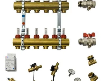 фото Коллекторная группа Tiemme 1" х 6 отводов с расходомерами