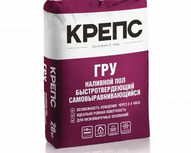 фото Пол КРЕПС ГРУ 20 кг от 2 до 80мм самовыр. быстротвердеющий, наливной