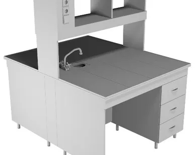 фото Химический островной стол со столешницей из керамогранитной плитки НВ-1200 ОКХ