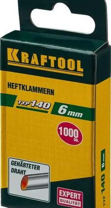 Фото №0 KRAFTOOL тип 140 (G/11/57) 6 мм, 1000 шт, калибр 20GA, скобы для степлера (31680-06)