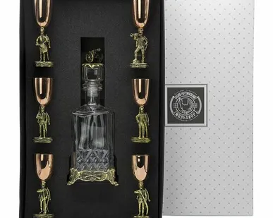 фото Набор "Аты-Баты": штоф , 6 рюмок , медь-латунь с чернением