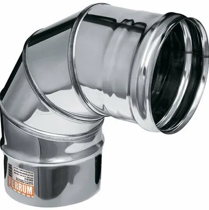 Фото №0 Колено угол 90° Ф140 4 секции (430/0,5мм) нержавейка Феррум