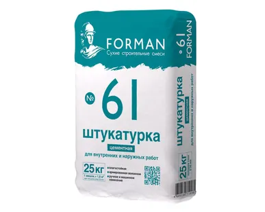 фото Штукатурка Forman 61,25кг цементная для внутр. и наружн. работ ручн. и маш.нанесения.