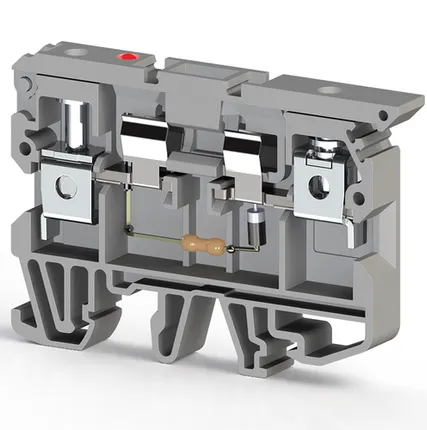 Фото №0 Klemsan Клеммник с держ. предохр. (5х20, 5х25) с индикацией 24VAC на DIN-рейку, 6 мм.кв. (серый); ASK 2LD (24 VAC)