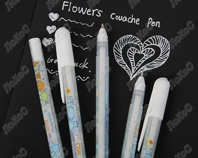 фото Гелевая ручка Flowers 0.8мм, (сouache pen), цвет белый