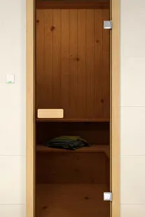 фото Дверь стеклянная SAUNA MARKET 1900х700 бронза (коробка из лиственных пород)