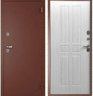 фото Металлическая дверь с терморазрывом "норд" антик медь/лиственница белая с терморазрывом