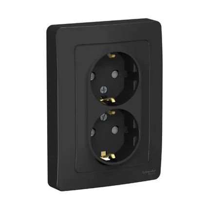 Фото №0 Schneider Electric Розетка 2-м СП Blanca 16А IP20 250В с заземл. защ. шторки антрацит BLNRS001126 Schneider Electric